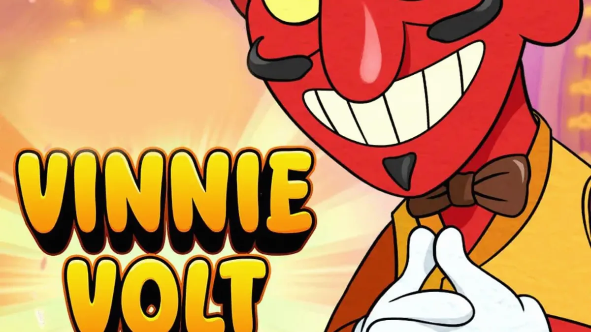 Vinnie Volt: Devil Wilds slot game featuring a dapper devil character in a vintage cartoon casino lounge.