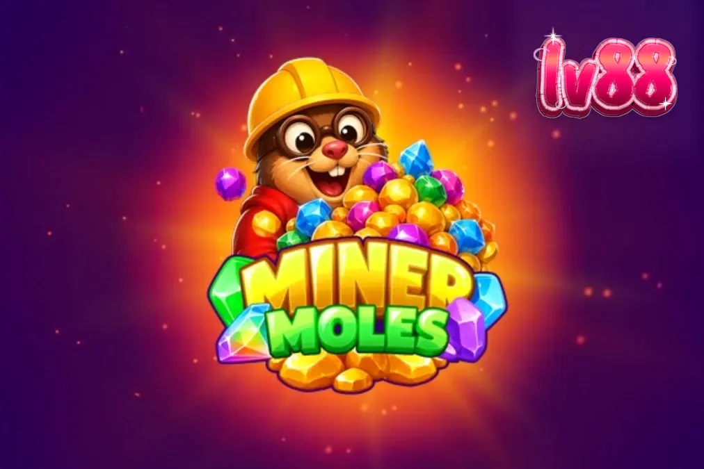 Giao diện trò chơi Miner Moles với các chú chuột chũi và hang động pha lê đầy màu sắc